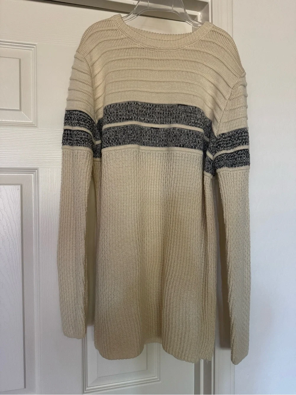 Autumn And Winter Round Neck Color Matching Trend Men's Striped Sweater Large